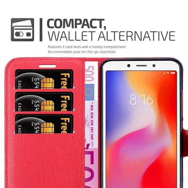 Xiaomi RedMi 6A Suojakotelo Lompakkokotelo Matkapuhelinkotelo Suojakuori jossa magneettisuljenta, jalusta-toiminto ja korttitasku
