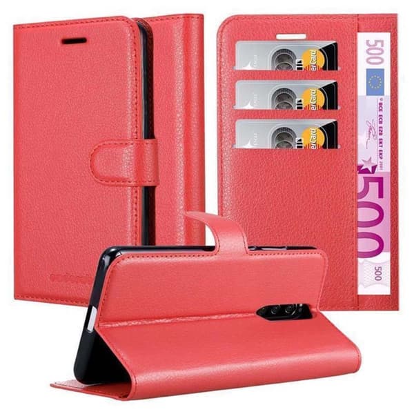 Sony Xperia 1 / Xperia XZ4 Plånboksfodral Fodral Skal Case med magnetisk stängning, ståfunktion och kortplats KARMIN RÖD