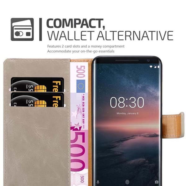 Nokia 8 Sirocco Plånboksfodral Skal Mobilskyddmed magnetisk stängning, ståfunktion och kortficka