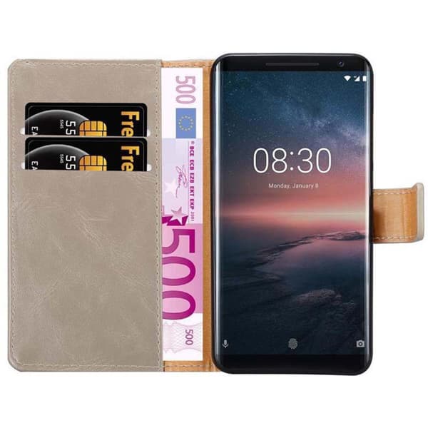 Nokia 8 Sirocco Plånboksfodral Skal Mobilskyddmed magnetisk stängning, ståfunktion och kortficka