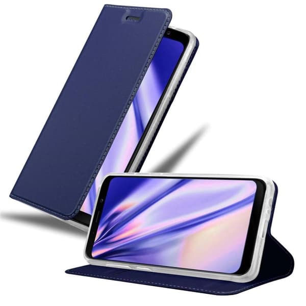 Samsung Galaxy J6 2018 Suojakotelo Suojakuori Lompakkokotelo Matkapuhelinkotelo jossa magneettisuljenta, jalusta-toiminto ja korttitasku LUOKKAINEN TUMMIEN SININEN