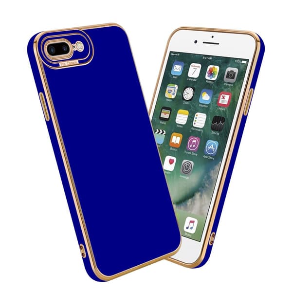 iPhone 7 PLUS / 7S PLUS / 8 PLUS Fodral Skal av flexibel TPU-silikon och med kameraskydd Case Cover Glossy Blå - Rosé Guld