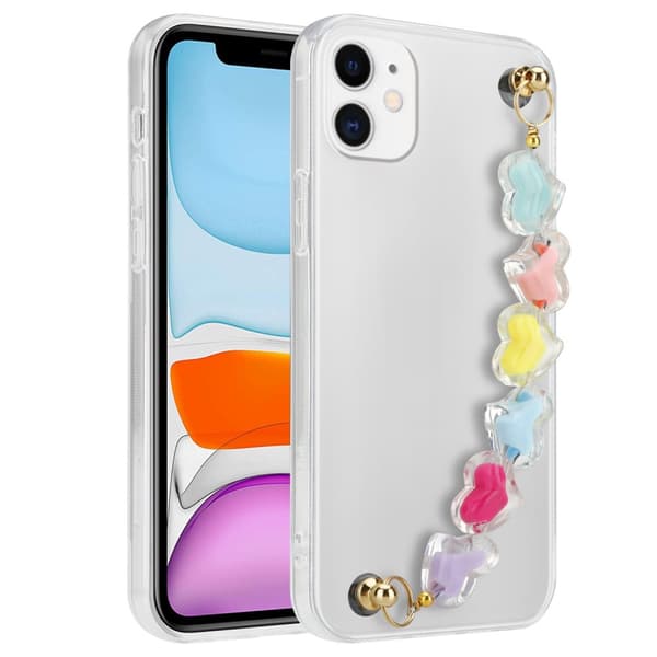 Skyddsfodral för iPhone 11 Fodral Skal av flexibelt TPU-silikon med kedja för handleden Mobilskydd