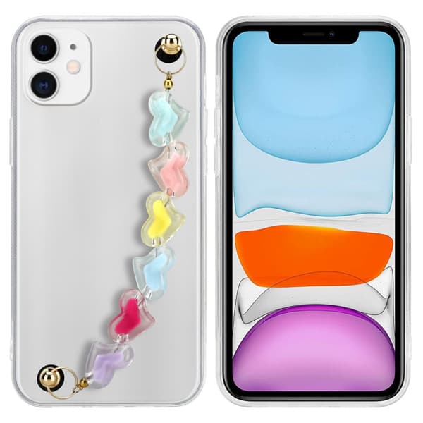 Skyddsfodral för iPhone 11 Fodral Skal av flexibelt TPU-silikon med kedja för handleden Mobilskydd
