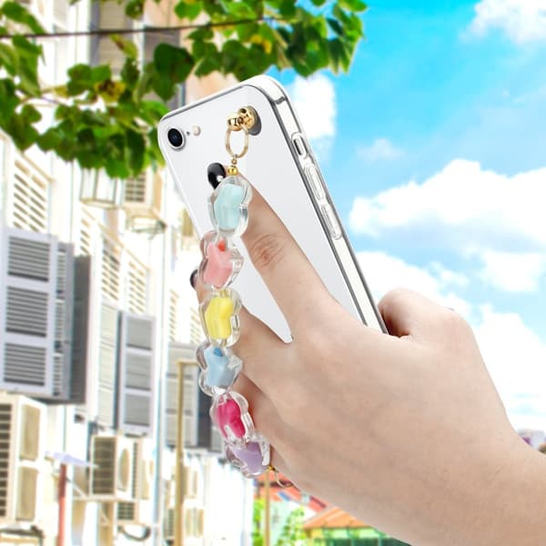 Skyddsfodral för iPhone 7 / 7S / 8 / SE 2020 Fodral Skal av flexibelt TPU-silikon med kedja för handleden Mobilskydd