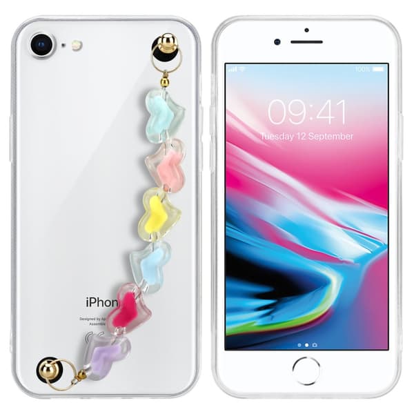 Skyddsfodral för iPhone 7 / 7S / 8 / SE 2020 Fodral Skal av flexibelt TPU-silikon med kedja för handleden Mobilskydd
