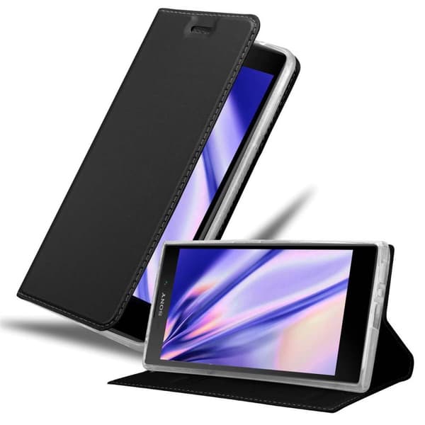Deksel til Sony Xperia L2 Lommebokdeksel med magnetisk lukking, stativfunksjon og kortlomme KLASSISK SVART