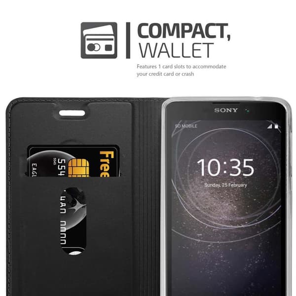 Sony Xperia L2 Suojakotelo Suojakuori Lompakkokotelo Matkapuhelinkotelo jossa magneettisuljenta, jalusta-toiminto ja korttitasku