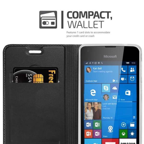 Deksel til Nokia Lumia 550 Lommebokdeksel med magnetisk lukking, stativfunksjon og kortlomme