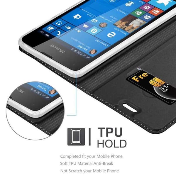 Deksel til Nokia Lumia 550 Lommebokdeksel med magnetisk lukking, stativfunksjon og kortlomme