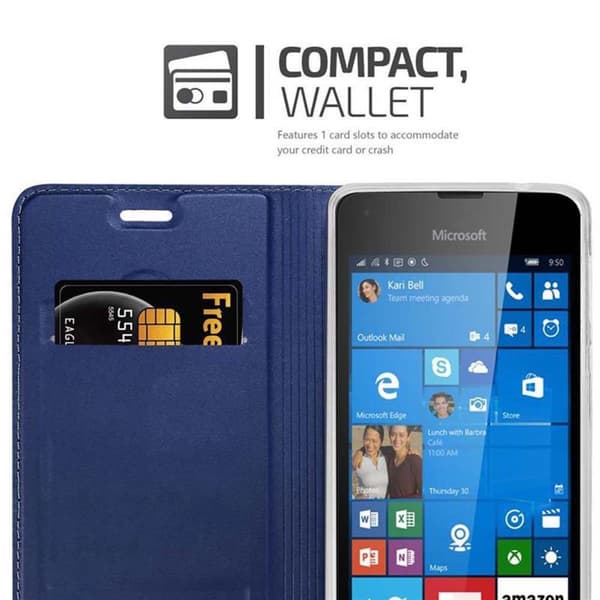 Deksel til Nokia Lumia 550 Lommebokdeksel med magnetisk lukking, stativfunksjon og kortlomme
