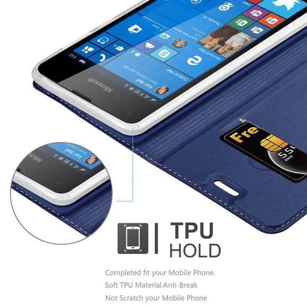 Deksel til Nokia Lumia 550 Lommebokdeksel med magnetisk lukking, stativfunksjon og kortlomme
