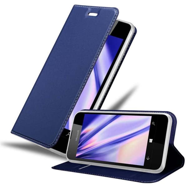 Nokia Lumia 550 Skal Fodral med magnetisk stängning, ståfunktion och kortficka Mobilskydd CLASSY MÖRK BLÅ