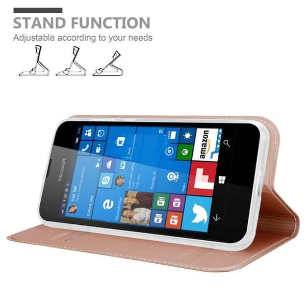 Deksel til Nokia Lumia 550 Lommebokdeksel med magnetisk lukking, stativfunksjon og kortlomme