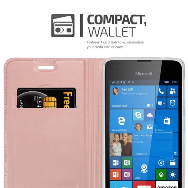 Deksel til Nokia Lumia 550 Lommebokdeksel med magnetisk lukking, stativfunksjon og kortlomme