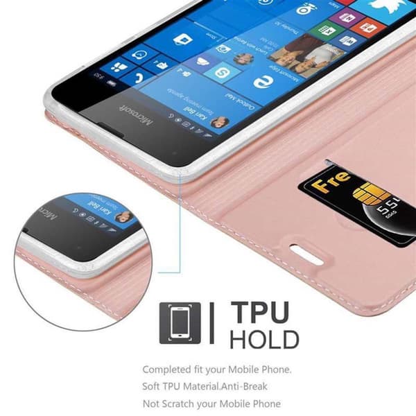 Deksel til Nokia Lumia 550 Lommebokdeksel med magnetisk lukking, stativfunksjon og kortlomme