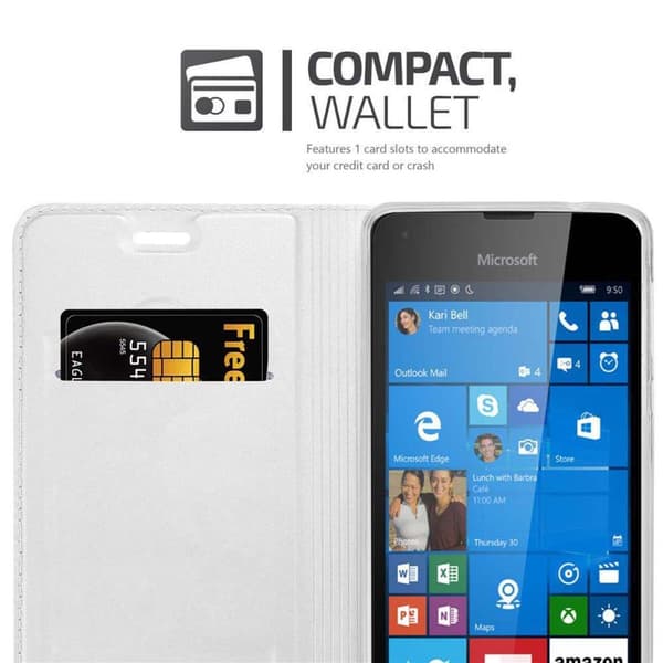 Deksel til Nokia Lumia 550 Lommebokdeksel med magnetisk lukking, stativfunksjon og kortlomme