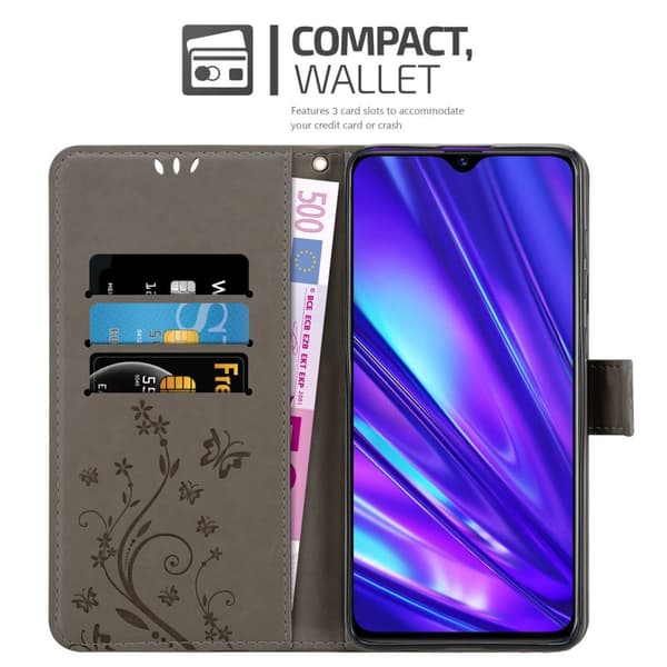 Realme 5 / 5i / 6i / C3 Suojakotelo Suojakuori Lompakkokotelo Matkapuhelinkotelo Kukat jossa on magneettisuljenta, jalusta-toiminto ja korttipaikat