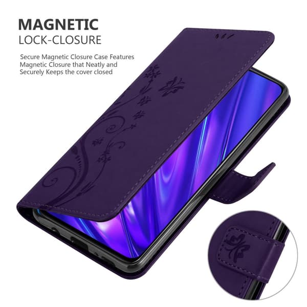 Deksel til Realme 5 / 5i / 6i / C3 Lommebokdeksel i blomster design med magnetisk lukking, stativfunksjon og kortplasser