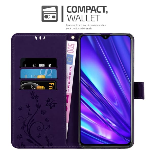 Realme 5 / 5i / 6i / C3 Suojakotelo Suojakuori Lompakkokotelo Matkapuhelinkotelo Kukat jossa on magneettisuljenta, jalusta-toiminto ja korttipaikat