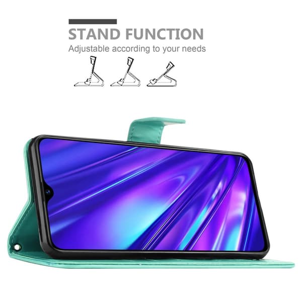 Deksel til Realme 5 / 5i / 6i / C3 Lommebokdeksel i blomster design med magnetisk lukking, stativfunksjon og kortplasser