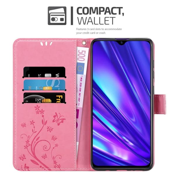 Realme 5 / 5i / 6i / C3 Suojakotelo Suojakuori Lompakkokotelo Matkapuhelinkotelo Kukat jossa on magneettisuljenta, jalusta-toiminto ja korttipaikat