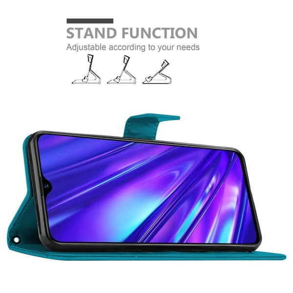 Deksel til Realme 5 / 5i / 6i / C3 Lommebokdeksel i blomster design med magnetisk lukking, stativfunksjon og kortplasser
