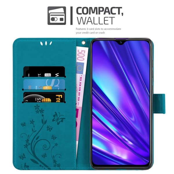 Realme 5 / 5i / 6i / C3 Suojakotelo Suojakuori Lompakkokotelo Matkapuhelinkotelo Kukat jossa on magneettisuljenta, jalusta-toiminto ja korttipaikat