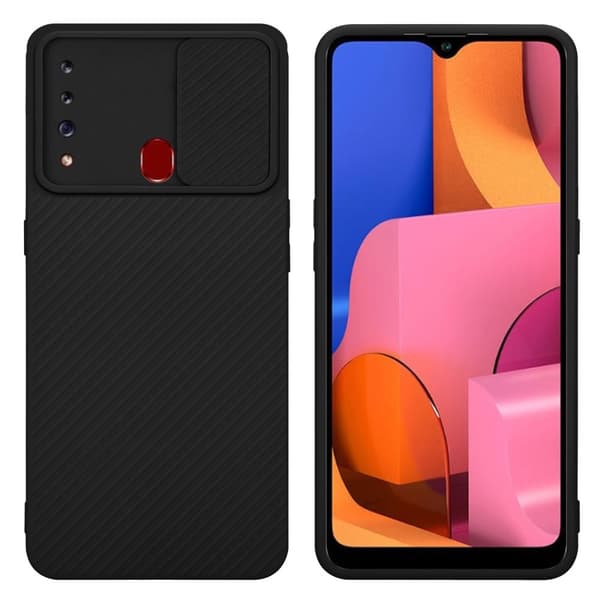 Deksel til Samsung Galaxy A20s med kamerabeskyttelse Bonbon svart