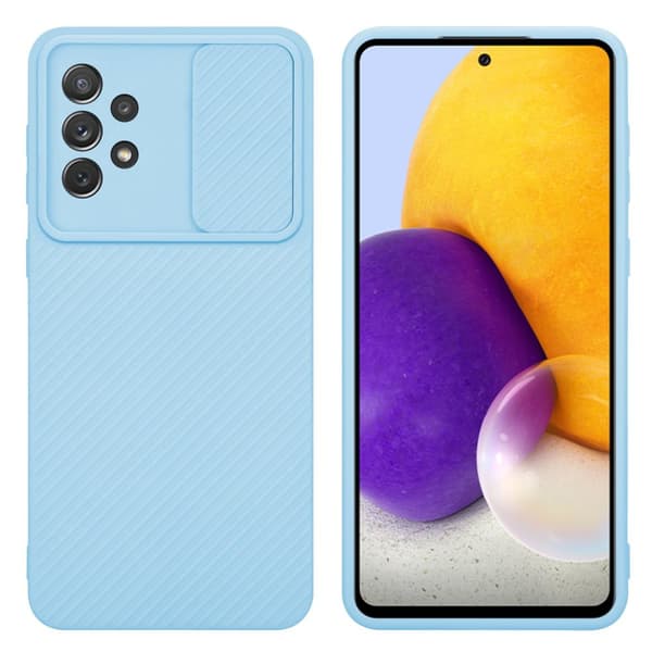 Samsung Galaxy A72 4G / 5G Suojakuori Suojakotelo joka on valmistettu joustavasta TPU-silikonista ja jossa on kameran suojaus CANDY SININEN