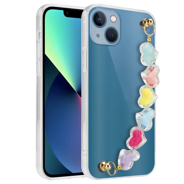 iPhone 13 Suojakuori Suojakotelo Joustavasta TPU-silikonista valmistettu suojakuori jossa on ranneketju