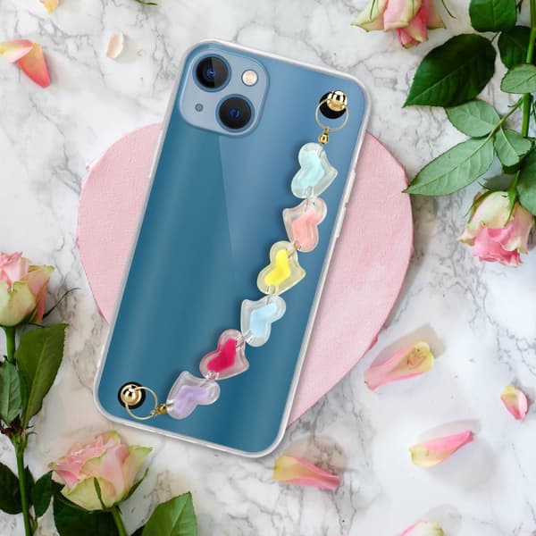 iPhone 13 Suojakuori Suojakotelo Joustavasta TPU-silikonista valmistettu suojakuori jossa on ranneketju