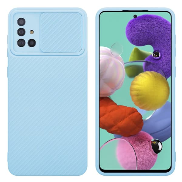 Samsung Galaxy A51 4G / M40s Skal Fodral av flexibel TPU-silikon och med kameraskydd Mobilskydd Case Cover Bonbon Blå