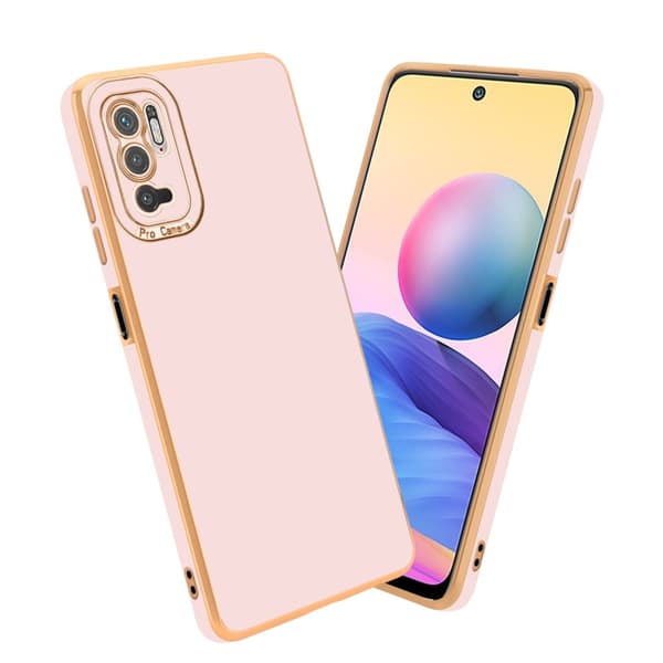 Xiaomi RedMi NOTE 10 5G / POCO M3 PRO 5G Fodral Skal av flexibel TPU-silikon och med kameraskydd Case Cover Glossy Rosa - Rosé Guld