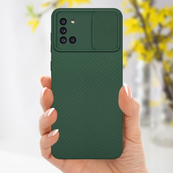 Samsung Galaxy A31 Suojakuori Suojakotelo joka on valmistettu joustavasta TPU-silikonista ja jossa on kameran suojaus