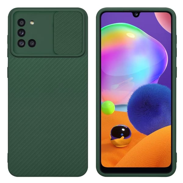 Samsung Galaxy A31 Suojakuori Suojakotelo joka on valmistettu joustavasta TPU-silikonista ja jossa on kameran suojaus