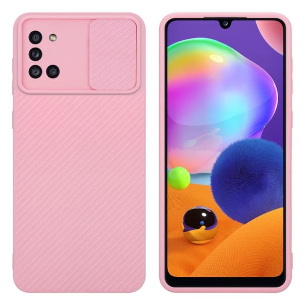 Samsung Galaxy A31 Suojakuori Suojakotelo joka on valmistettu joustavasta TPU-silikonista ja jossa on kameran suojaus