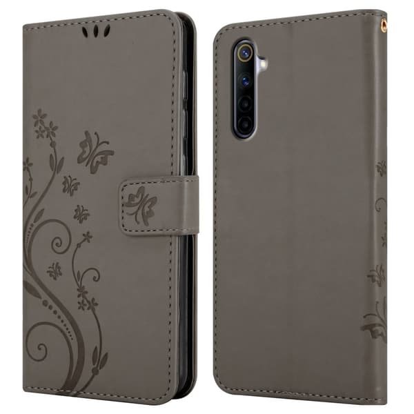 Realme 6 4G / 6s Skal Fodral i blomdesign Mobilskydd Case Cover med magnetisk stängning, ståfunktion och kortplatser