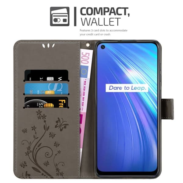 Realme 6 4G / 6s Suojakotelo Suojakuori Lompakkokotelo Matkapuhelinkotelo Kukat jossa on magneettisuljenta, jalusta-toiminto ja korttipaikat