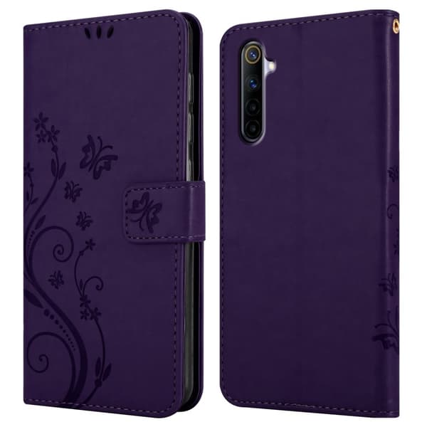 Realme 6 4G / 6s Skal Fodral i blomdesign Mobilskydd Case Cover med magnetisk stängning, ståfunktion och kortplatser