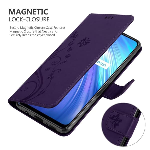 Realme 6 4G / 6s Suojakotelo Suojakuori Lompakkokotelo Matkapuhelinkotelo Kukat jossa on magneettisuljenta, jalusta-toiminto ja korttipaikat