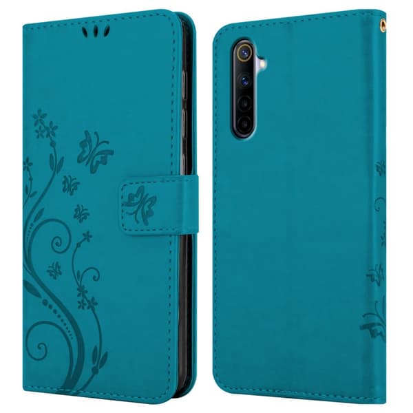 Realme 6 4G / 6s Skal Fodral i blomdesign Mobilskydd Case Cover med magnetisk stängning, ståfunktion och kortplatser