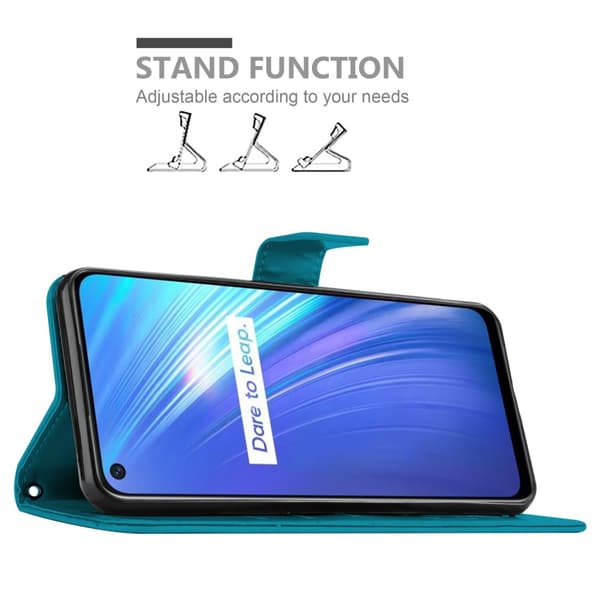 Realme 6 4G / 6s Suojakotelo Suojakuori Lompakkokotelo Matkapuhelinkotelo Kukat jossa on magneettisuljenta, jalusta-toiminto ja korttipaikat