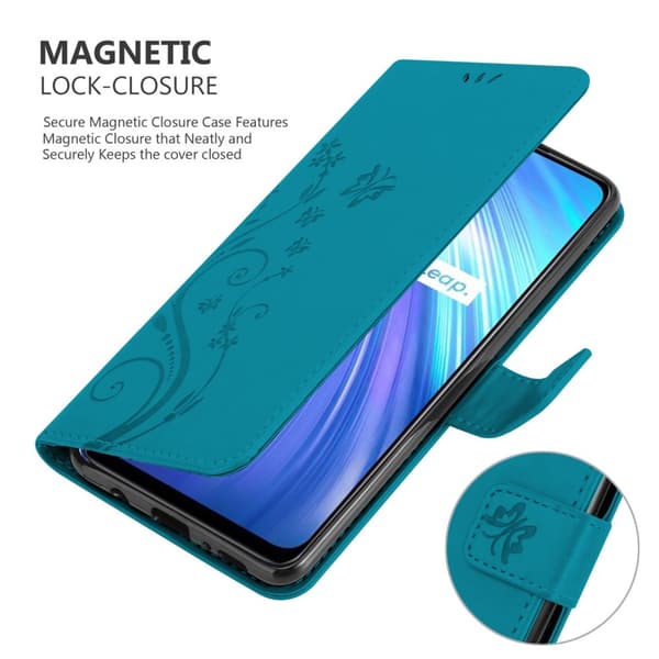 Realme 6 4G / 6s Suojakotelo Suojakuori Lompakkokotelo Matkapuhelinkotelo Kukat jossa on magneettisuljenta, jalusta-toiminto ja korttipaikat