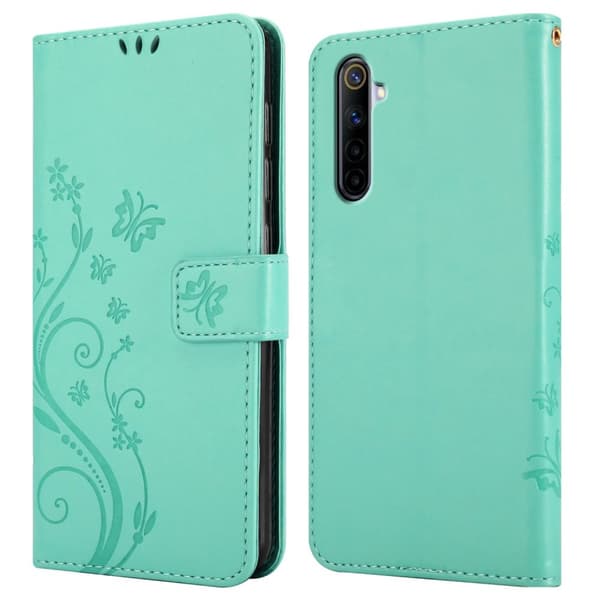 Realme 6 4G / 6s Skal Fodral i blomdesign Mobilskydd Case Cover med magnetisk stängning, ståfunktion och kortplatser