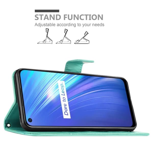 Realme 6 4G / 6s Suojakotelo Suojakuori Lompakkokotelo Matkapuhelinkotelo Kukat jossa on magneettisuljenta, jalusta-toiminto ja korttipaikat