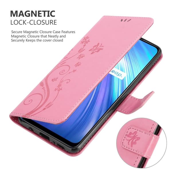 Realme 6 4G / 6s Suojakotelo Suojakuori Lompakkokotelo Matkapuhelinkotelo Kukat jossa on magneettisuljenta, jalusta-toiminto ja korttipaikat