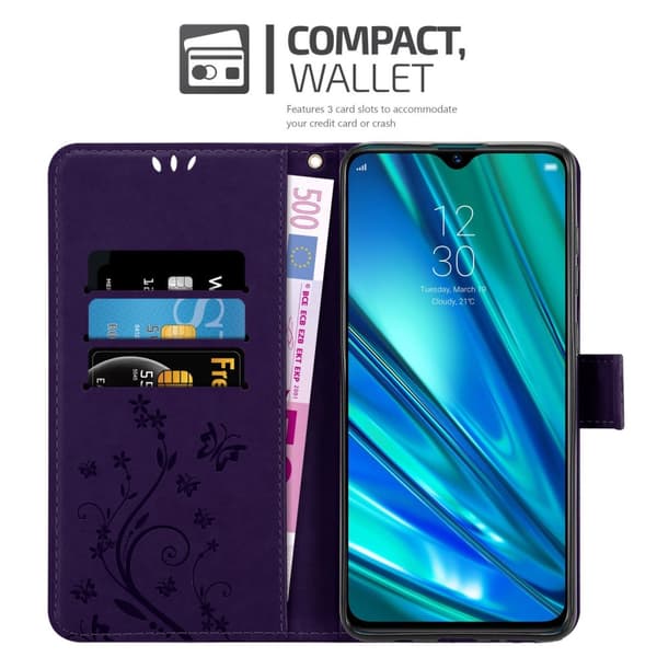 Realme 5 PRO / Realme Q Suojakotelo Suojakuori Lompakkokotelo Matkapuhelinkotelo Kukat jossa on magneettisuljenta, jalusta-toiminto ja korttipaikat