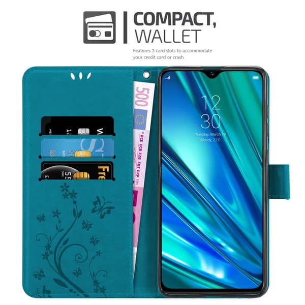 Realme 5 PRO / Realme Q Suojakotelo Suojakuori Lompakkokotelo Matkapuhelinkotelo Kukat jossa on magneettisuljenta, jalusta-toiminto ja korttipaikat