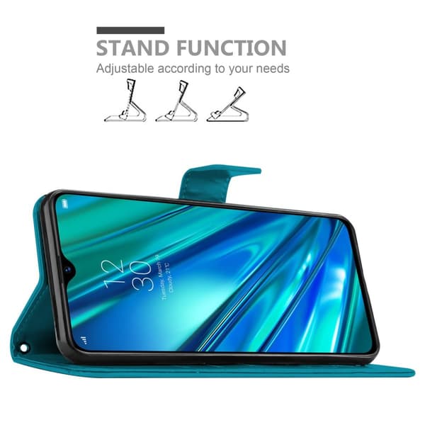 Realme 5 PRO / Realme Q Skal Fodral i blomdesign Mobilskydd Case Cover med magnetisk stängning, ståfunktion och kortplatser
